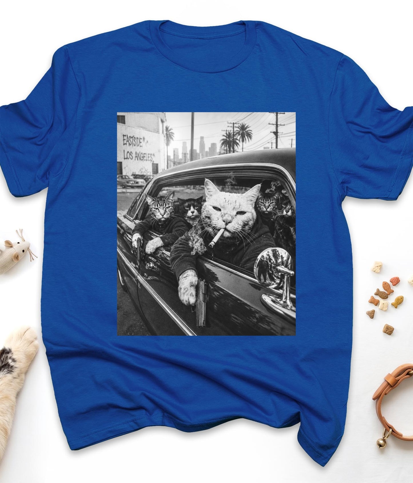 Royal funny cat t-shirt with "Gangster Cats" design, front view
