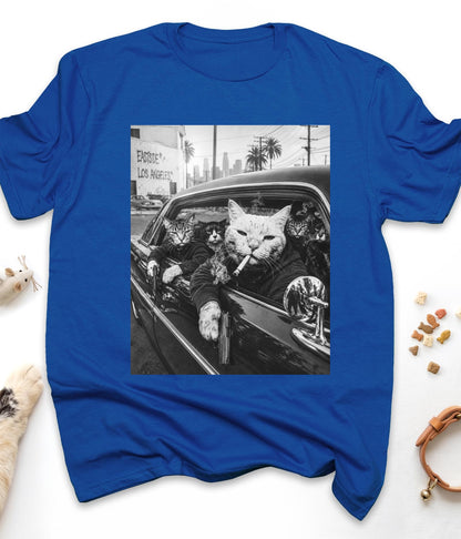 Royal funny cat t-shirt with "Gangster Cats" design, front view