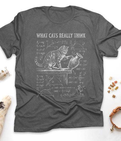 What Cats Really Think - Physics Funny Cat T-Shirt in Dark Heather