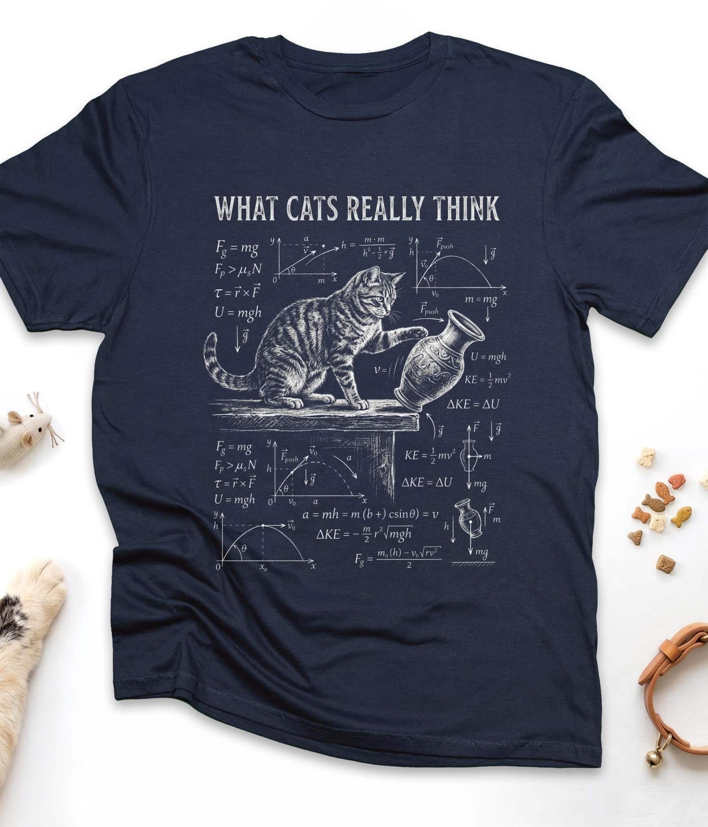 What Cats Really Think - Physics Funny Cat T-Shirt in Navy